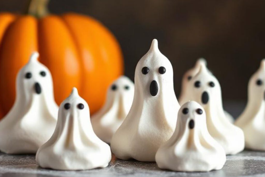 Süße Geister-Baisers mit Zuckeraugen – einfache Halloween Snacks für Kinder, perfekt für Party oder Schule