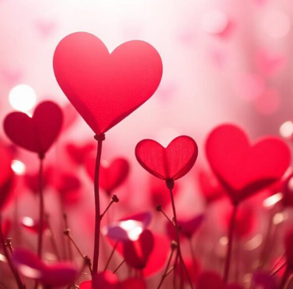 Rote Herzen als Symbol für Valentinstag und gemeinsame Zeit ohne Stress